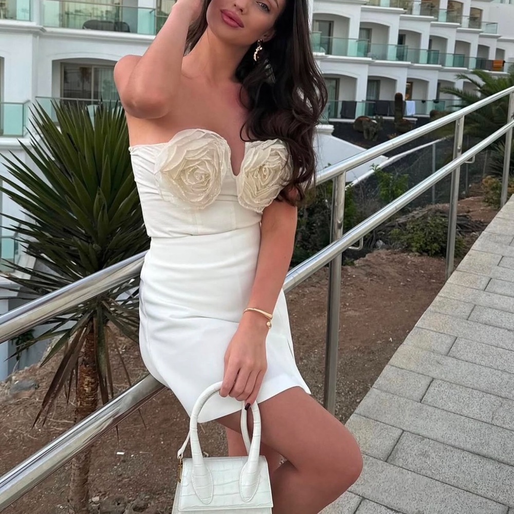 Zara White Strapless Crop Top